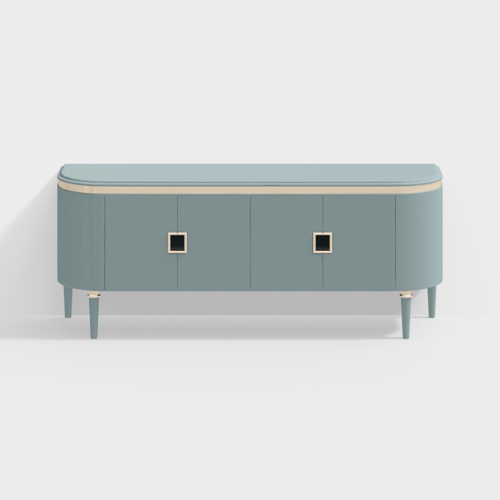 A postmodern mint green TV cabinet
