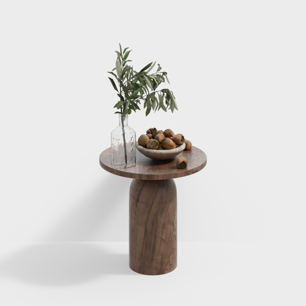 Simple Side Table in Wabi-Sabi Style Bedroom