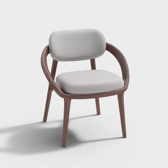Stylish Curved Wooden Chair 3D model for Creative Projects