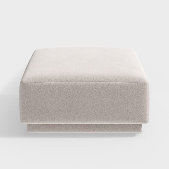 Chic Square Plush Ottoman 3D model for Versatile Spaces