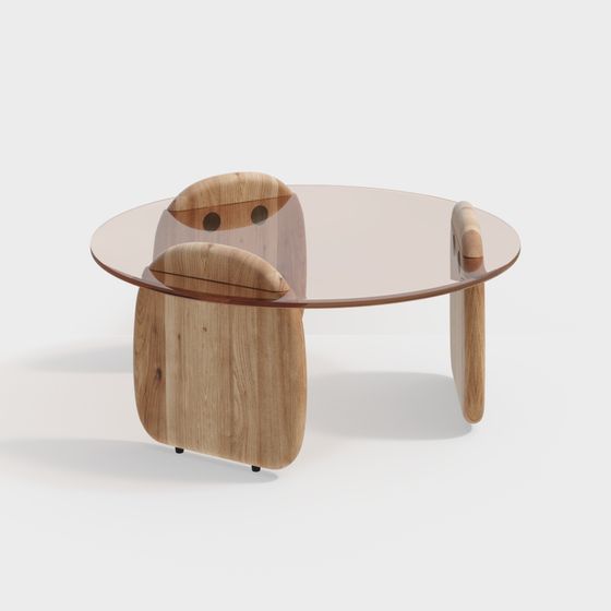 Wooden Art Round Table 3D model