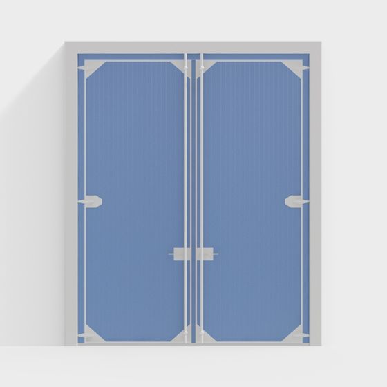 Low Poly Blue Double Door 3D model