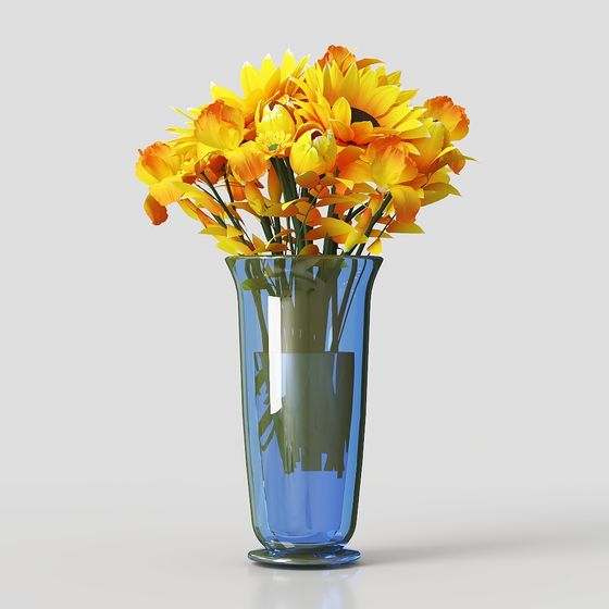 Vibrant Flower and Vase 3D Model