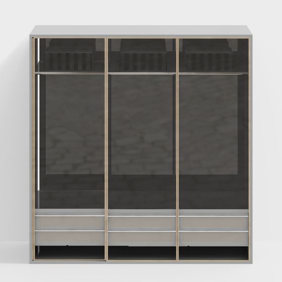 Elegant Minimalist Wardrobe 3D model for Contemporary Interiors