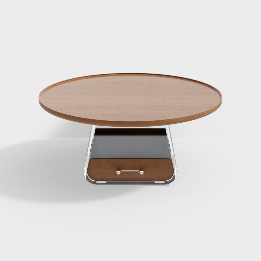 Round Table Miniature 3D Model – Wood and Metal Frame