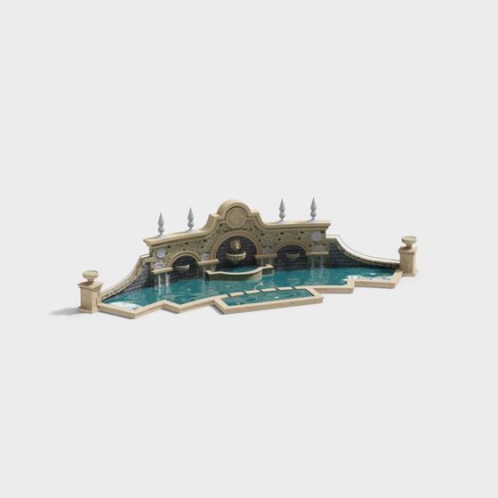 Stunning Roman Fountain 3D model for Gardens