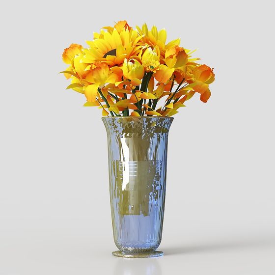 Stunning Sunflower and Tulip Arrangement 3D model