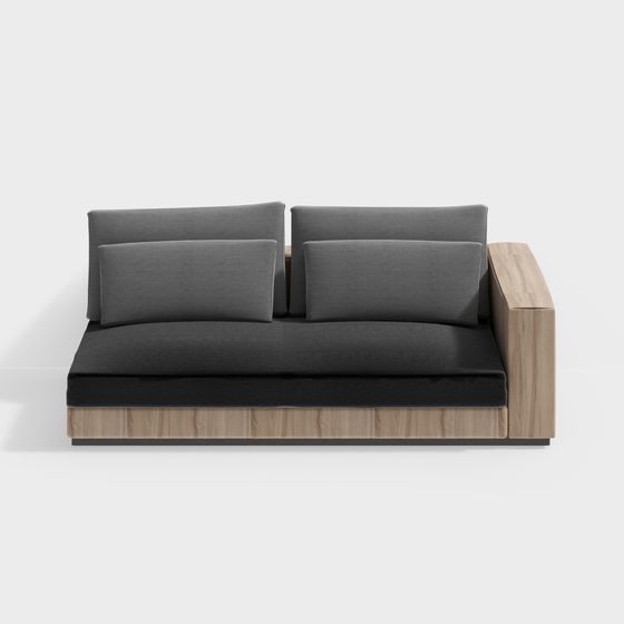 Modern Minimalist Gray Sofa 3D model