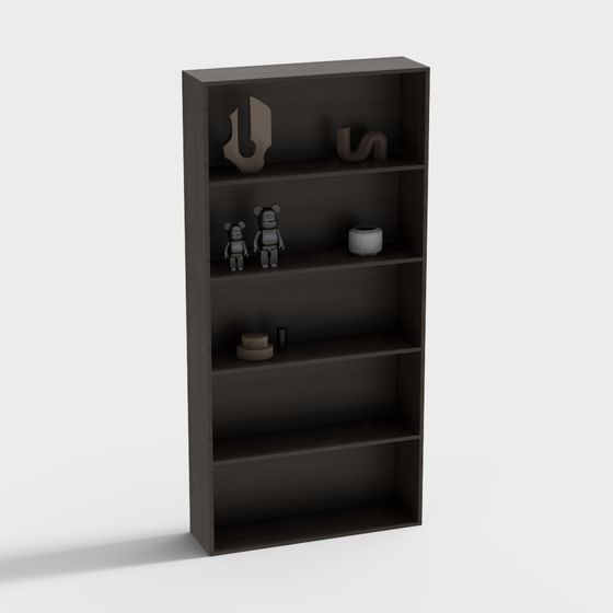 Italian Modern Open Shelf 3D Model in Black
