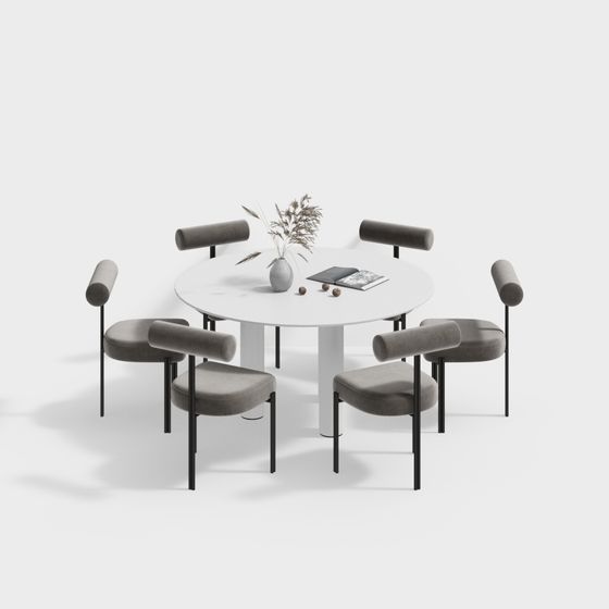 Ensemble de Table de Salle à Manger Ronde et Chaises Italiennes