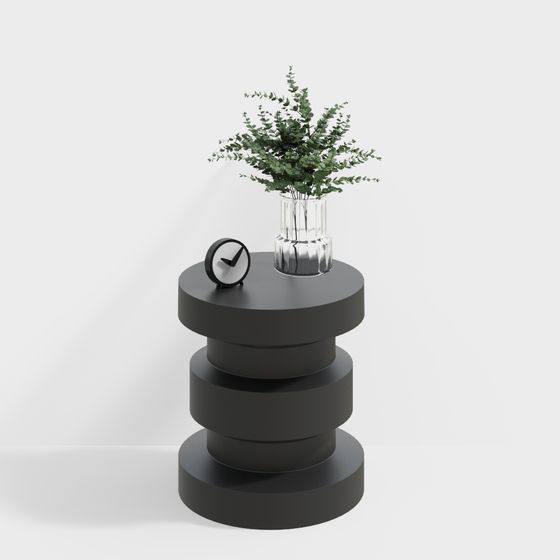 Minimalist Black Bedside Table 3D Model for Modern Spaces