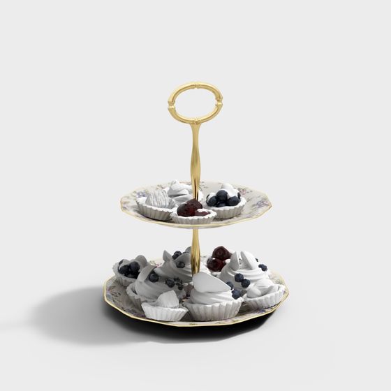 Elegant Three-Tier Dessert Tray 3D model