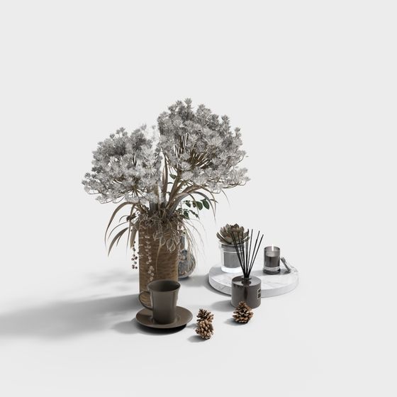 Elegant Low Poly Flower Arrangement 3D model