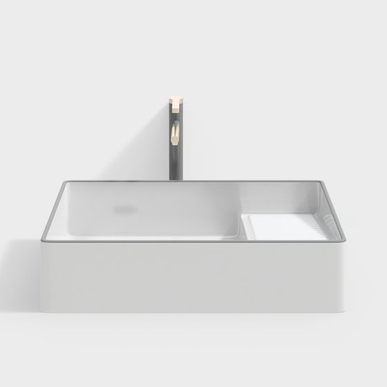 Stylish Square Sink 3D model for Modern Interiors
