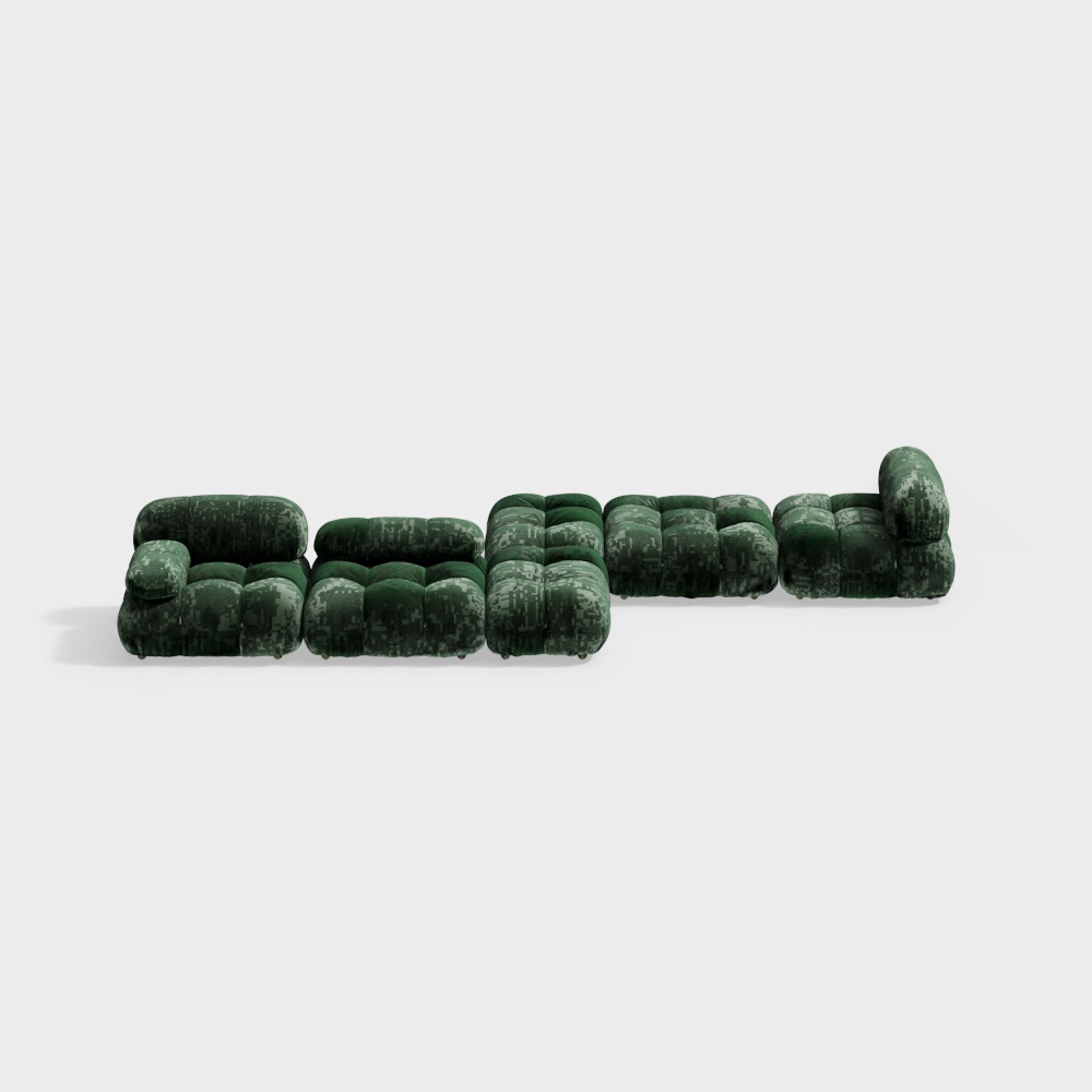Low Polygon Green Velvet Sofa 3D model