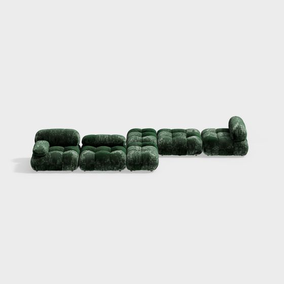 Low Polygon Green Velvet Sofa 3D model