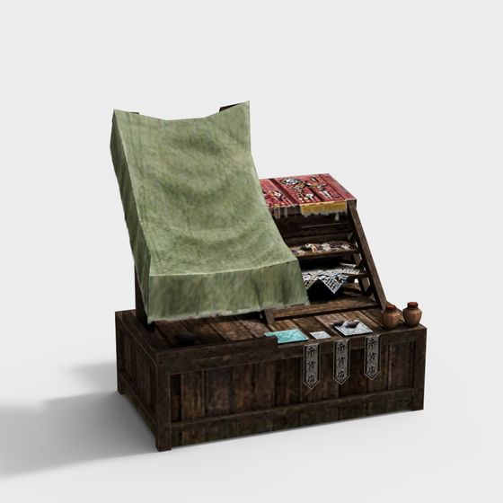 Antique Stall 3D model with Intricate Details