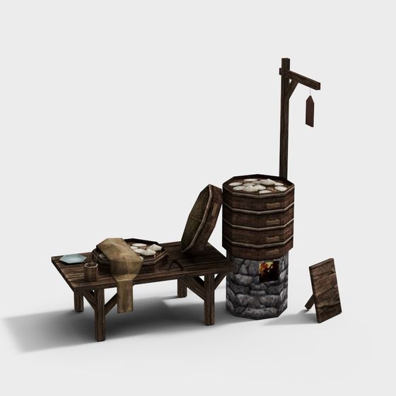 Ancient Wellside Dining Table 3D model