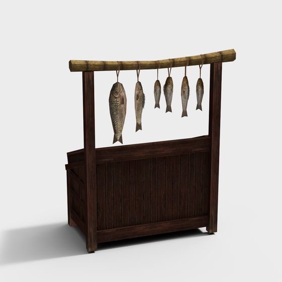 Realistic Low Polygon 3D Fish Rack Model