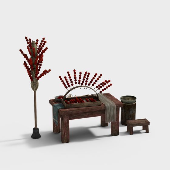 Vintage Rustic 3D Model with Low Polygon Style