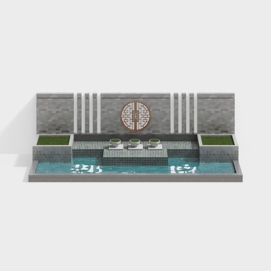 Elegant Low-Polygon 3D Model with Water Feature