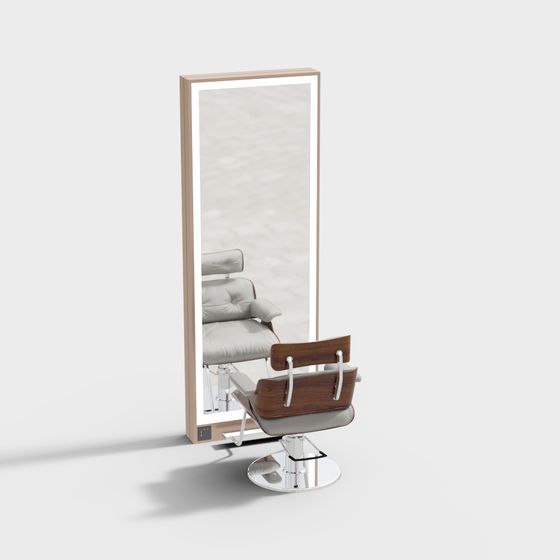 Brown Scandinavian Hair Salon Table and Chair Set