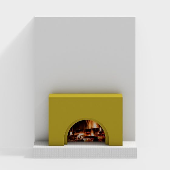 Warm Mustard Yellow Fireplace 3D model