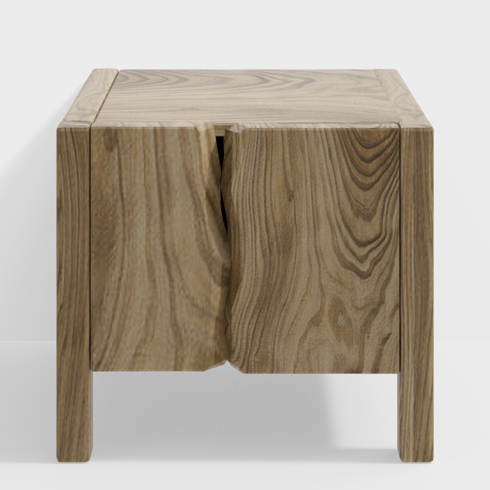 Wabi-Sabi Solid Wood Bedside Table