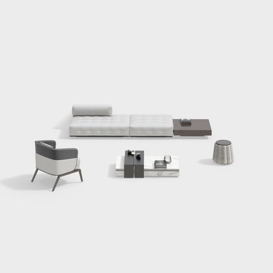 Stylish Urban Living Room Set 3D model