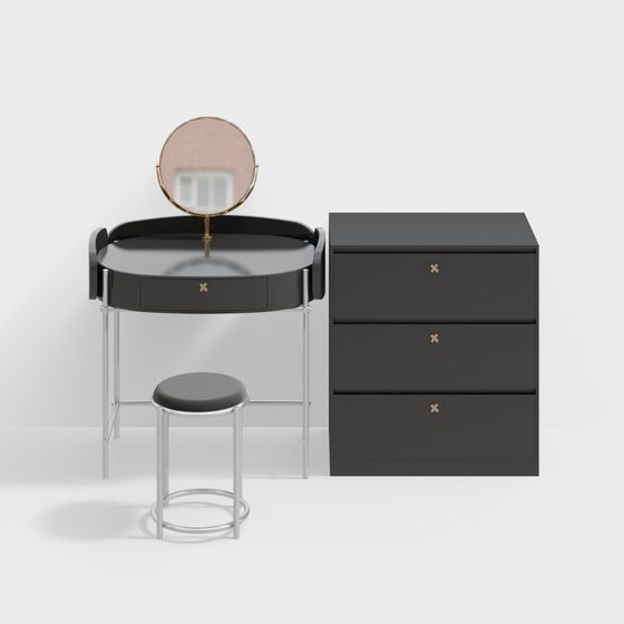 Elegant Low-Poly Dressing Table 3D model