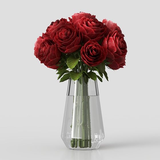 Red Rose Bouquet 3D model