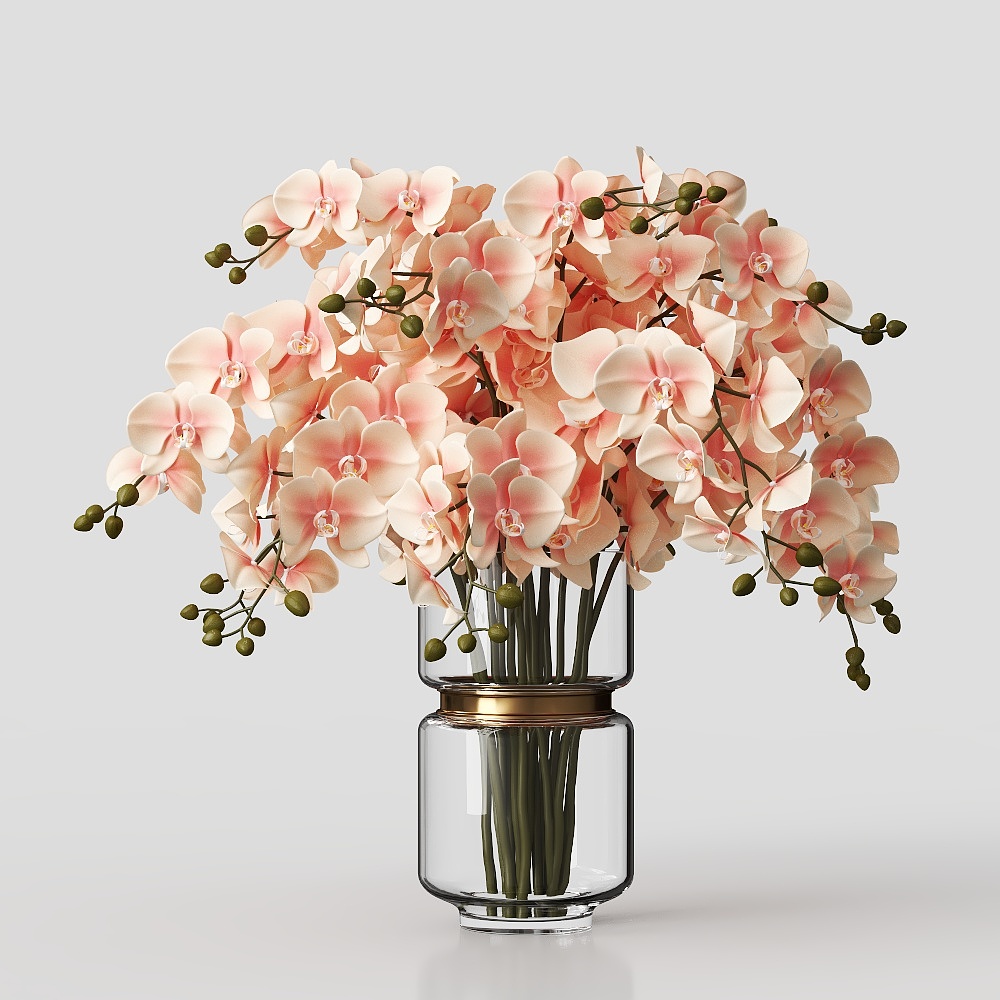 Elegant Orchid Vase 3D Model – Low-Poly Floral Design