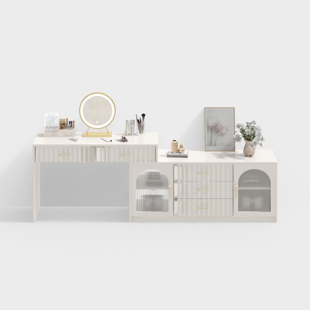 Elegant Minimalist Vanity Table 3D Model – Low-Poly Modern Design