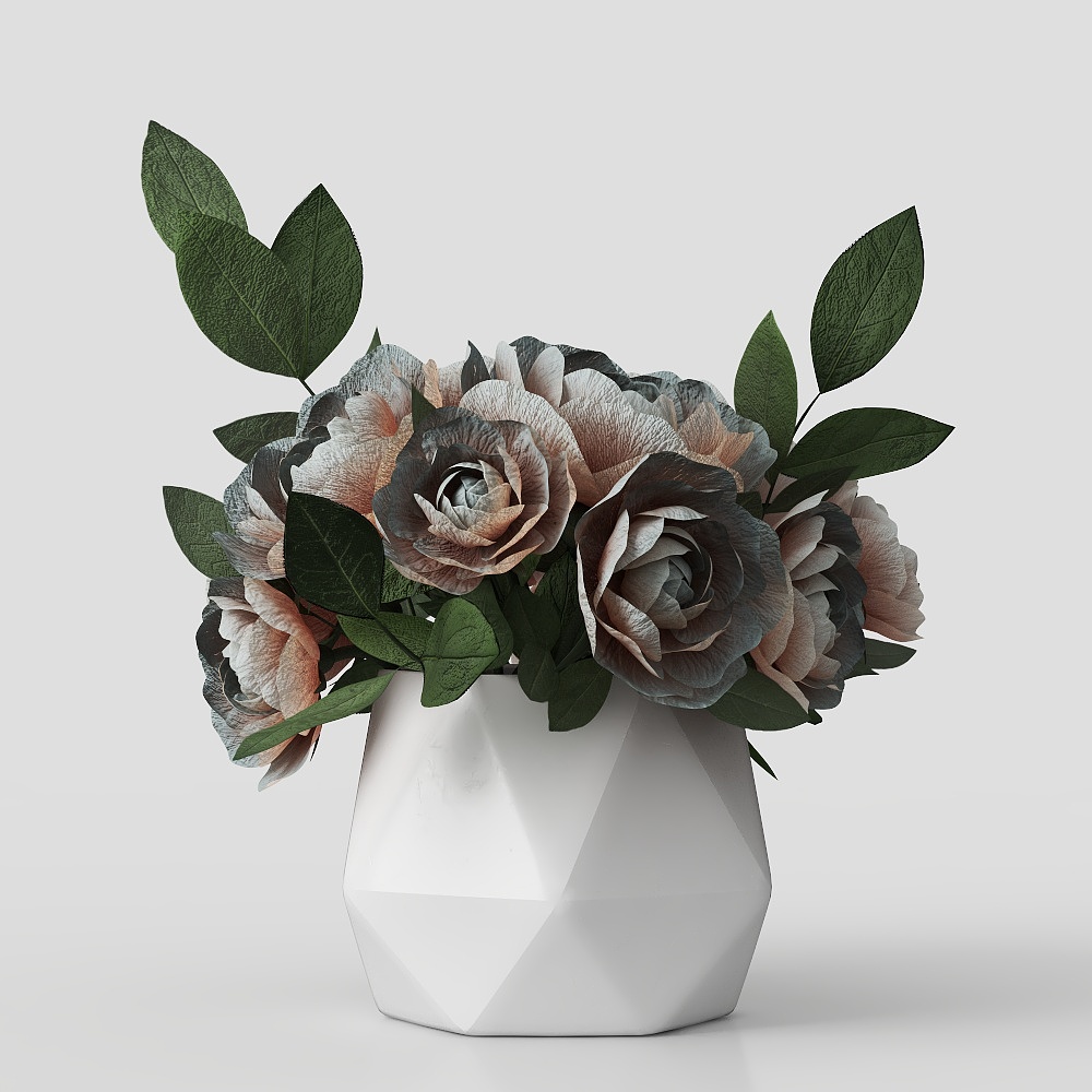 Geometric Vase 3D Model – Low-Poly Floral Decor