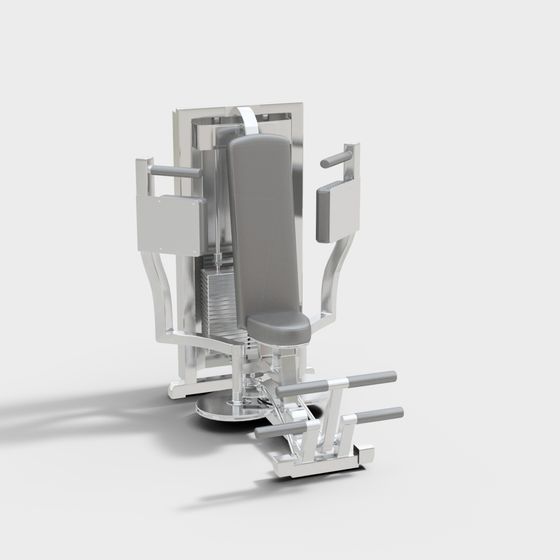 Modern Gym Fitness Equipment 3D Model in Gray