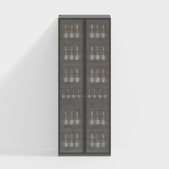 Elegant Gray Mid-Century Modern Wine Cabinet 3D Model