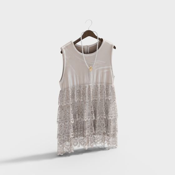 Elegant Lace Dress 3D model