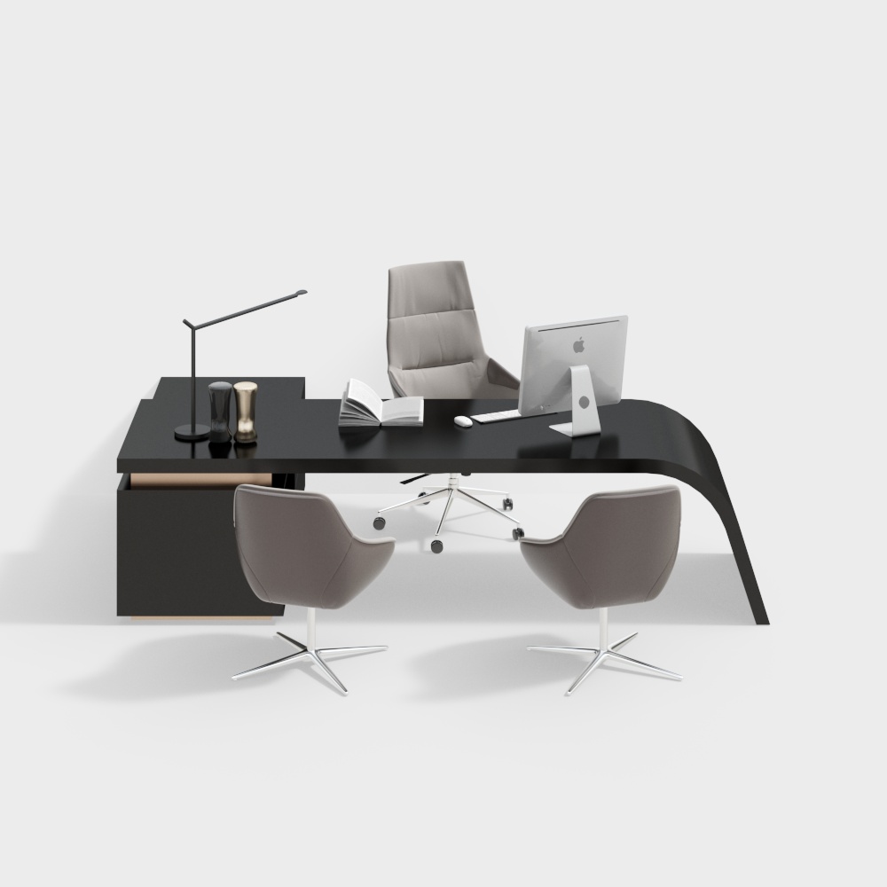 Urban Workspace 3D Model – Low-Poly Office Set