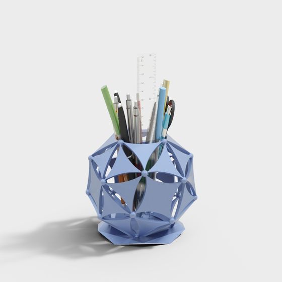 Stylish Geometric Pencil Holder 3D model