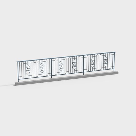 Elegant Iron Railing 3D model with High Detail