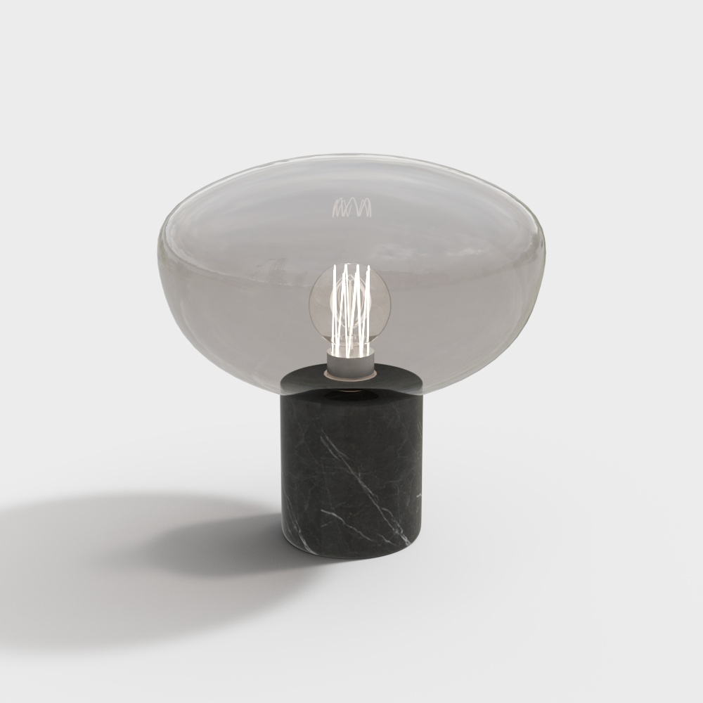 Modern Minimalist 3D Lamp Model – Glass & Marble