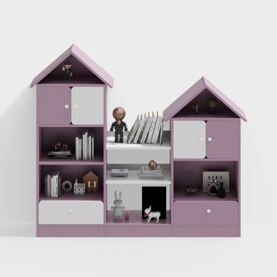 Charming Low-Poly Bookshelf 3D model