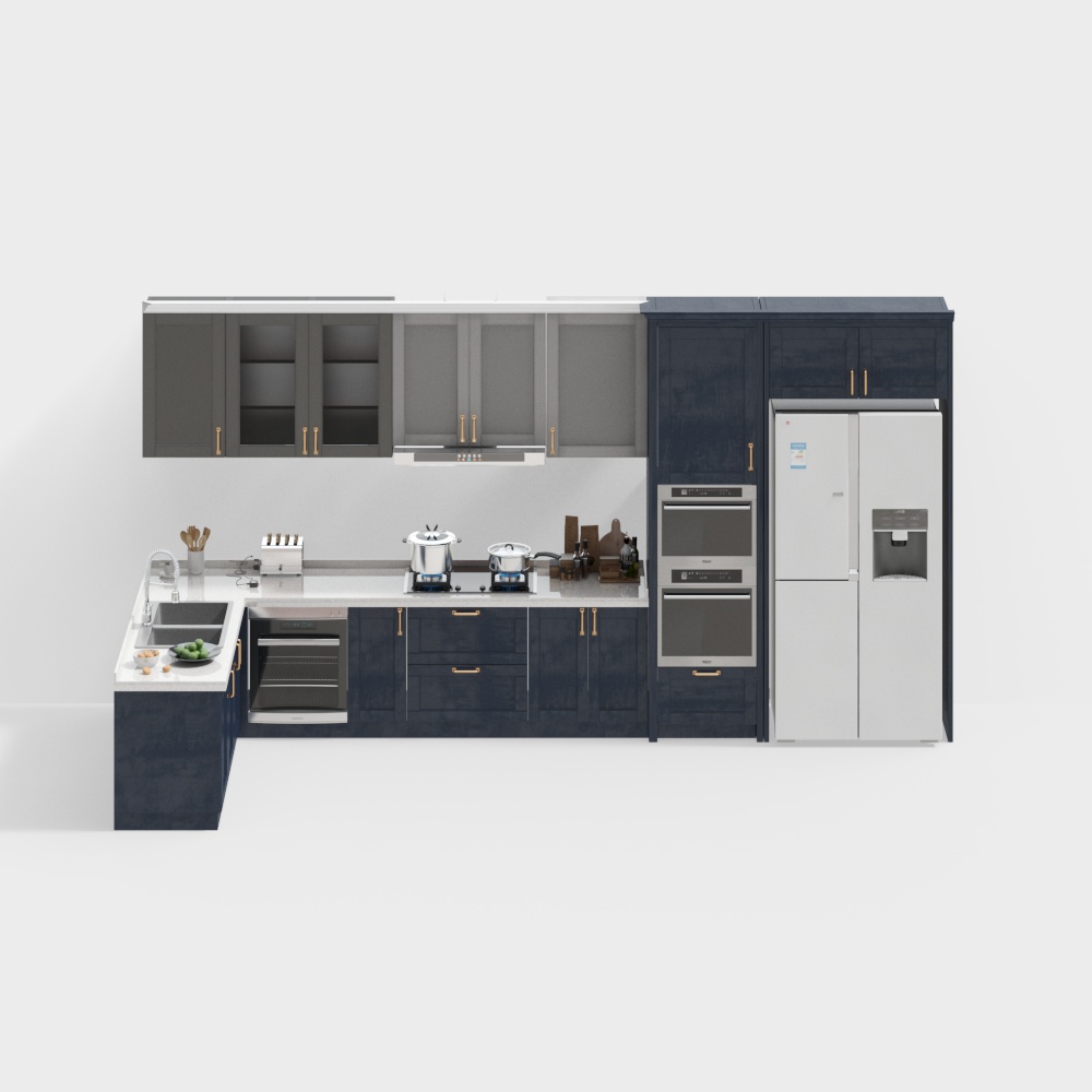 Tủ hình chữ L màu xanh hiện đại