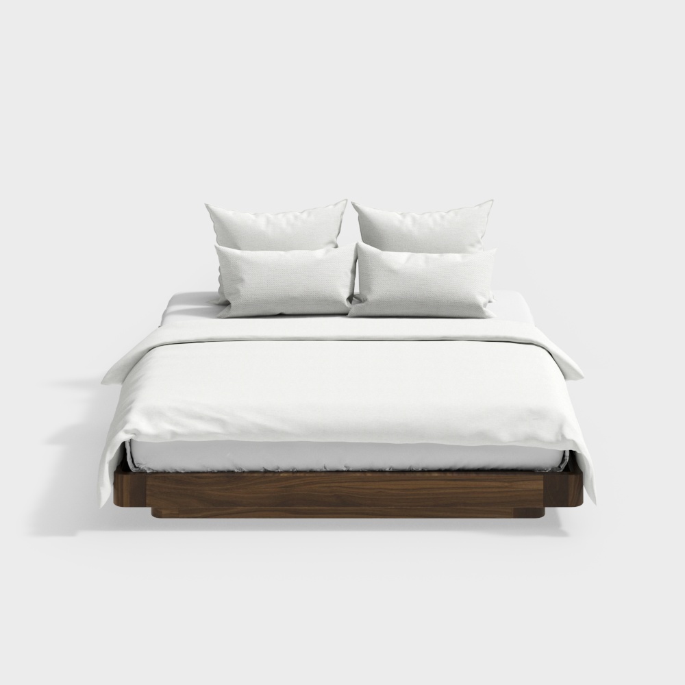 Minimalist No Headboard Antique Style Double Bed