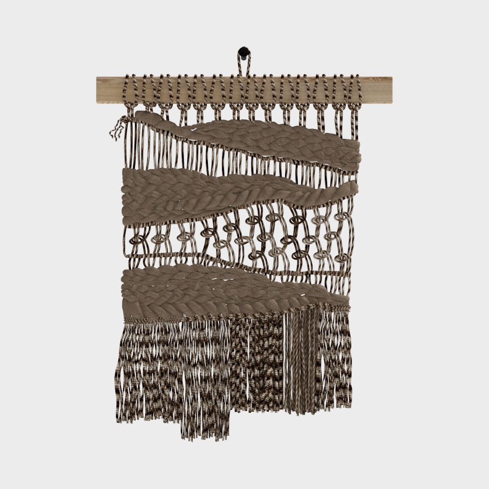 Woven Art Wall Decor 3D Model – Wooden Frame Design