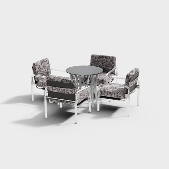 Minimalist Coffee Table and Chair Set 3D model