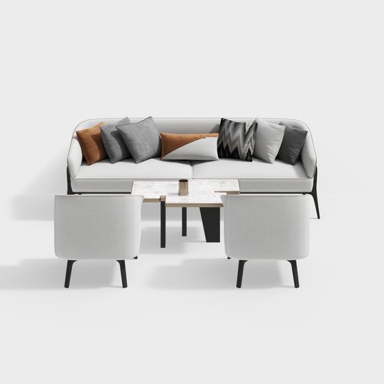 Urban Comfort 3D model Sofa Set for Modern Interiors