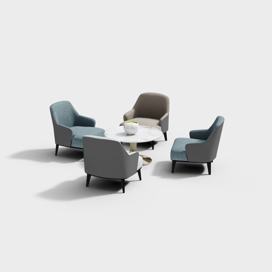 Urban Minimalist Sofa Set 3D model