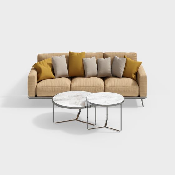 Chic Sofa and Coffee Table 3D model for Modern Interiors