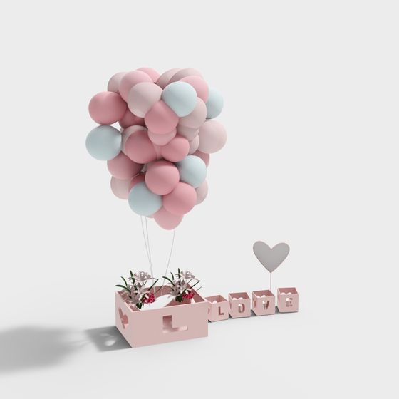 Love Balloon Bouquet 3D model